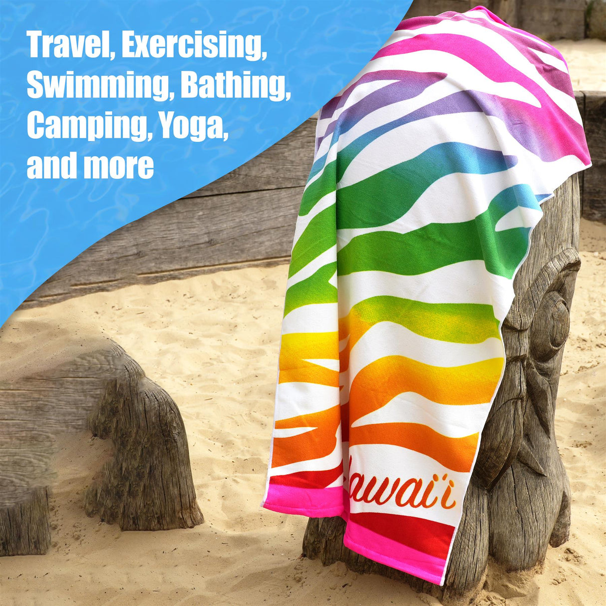 Beach Bath Towel Hawaii Design Microfibre Towel by GEEZY - UKBuyZone