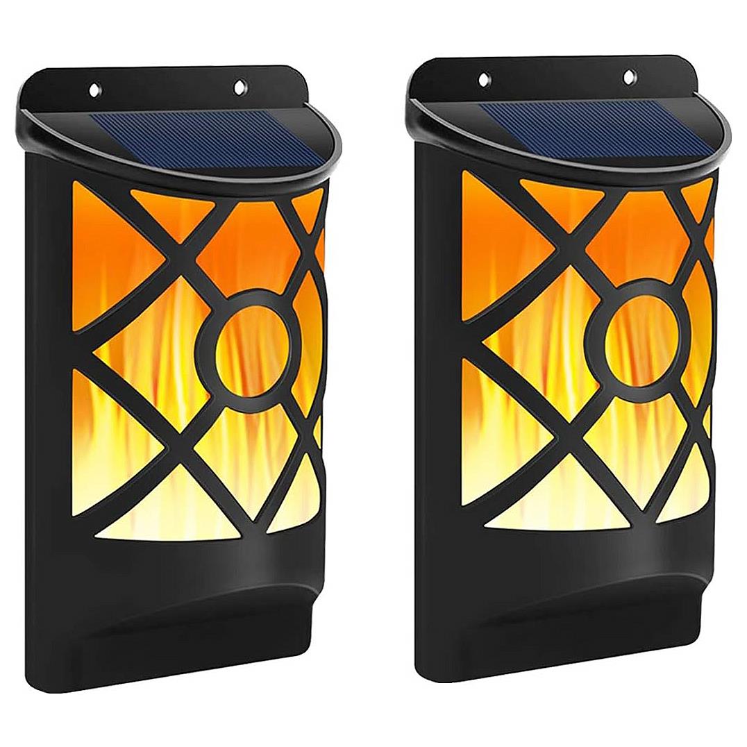Solar Powered LED Flame Light Wall Mounted by GEEZY - UKBuyZone
