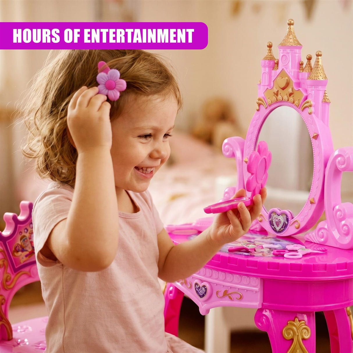 Princess Vanity Dressing Table, Stool & Toy Accessories