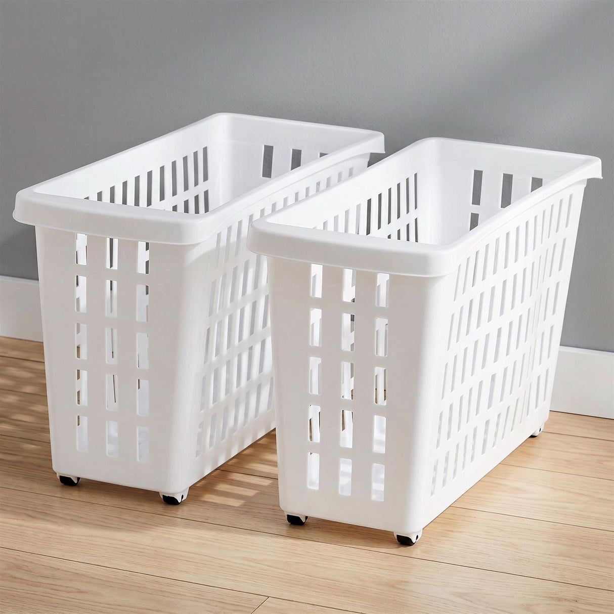 Set of 2 Storage Baskets with Wheels