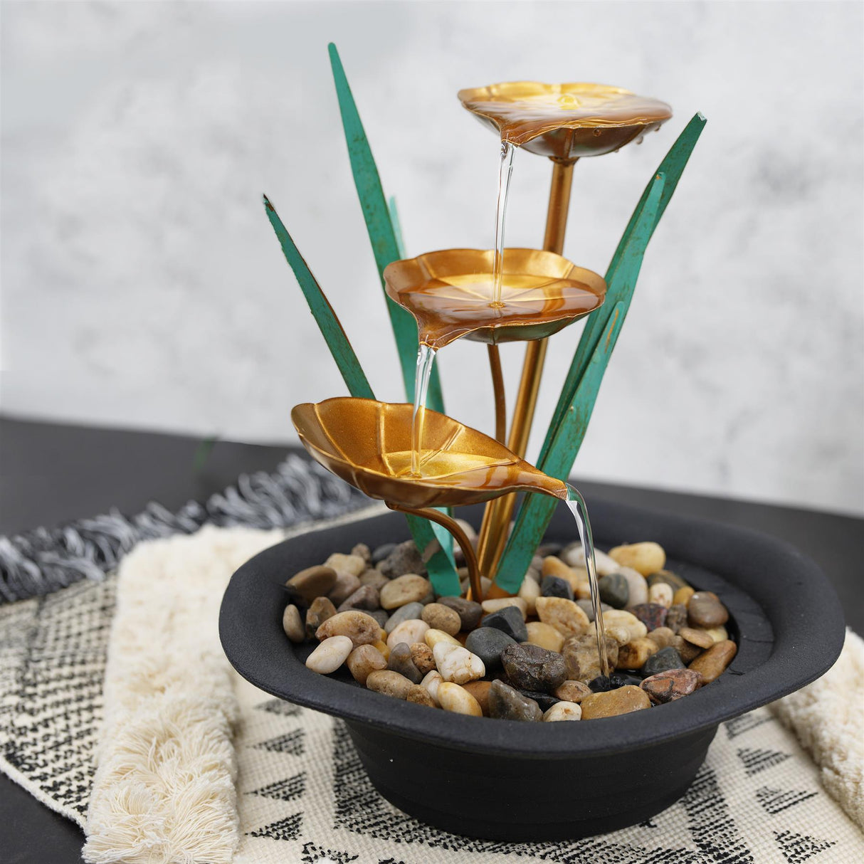 Lotus Water Feature Indoor With LED by GEEZY - UKBuyZone