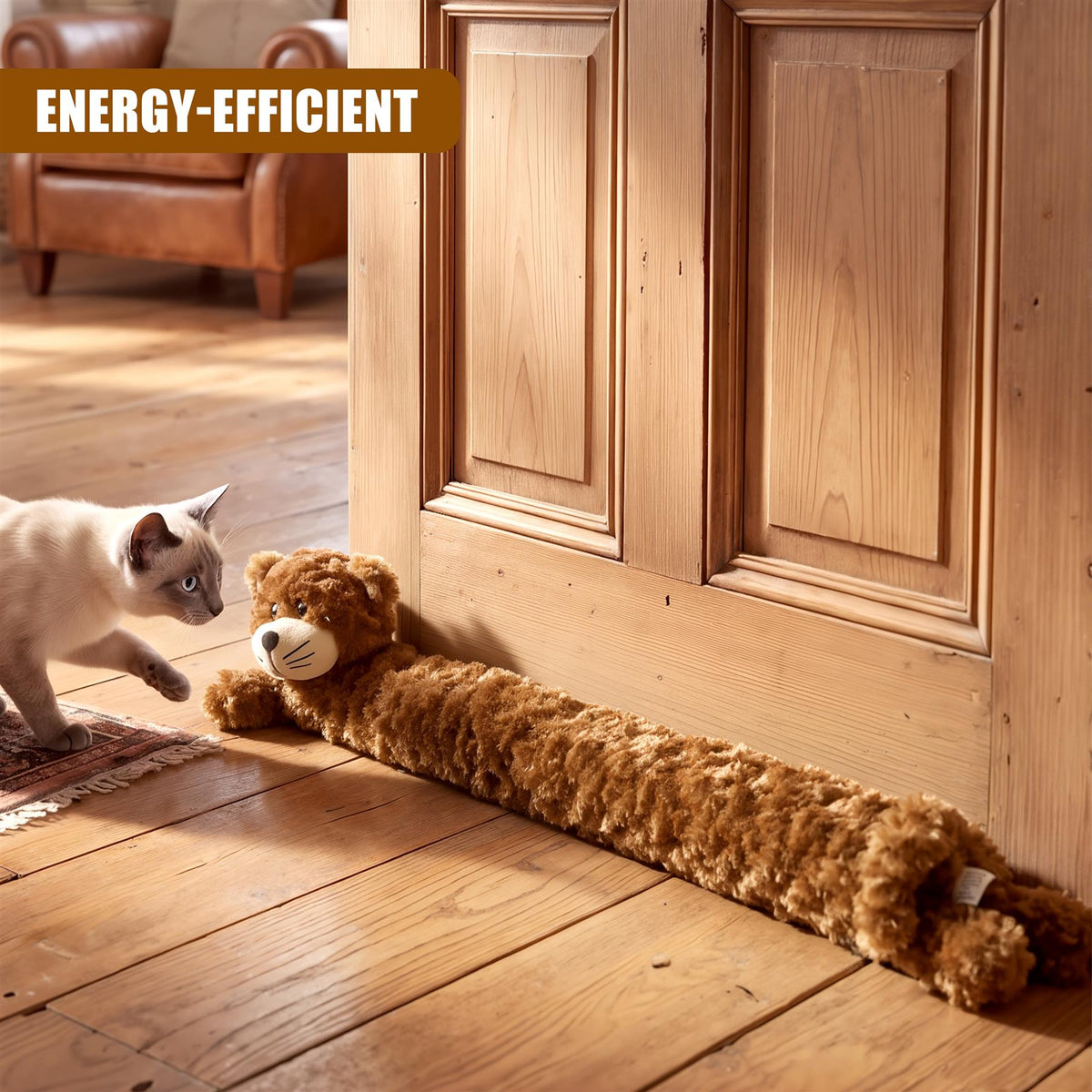 Novelty Draught Excluder for Doors Brown Cat Design