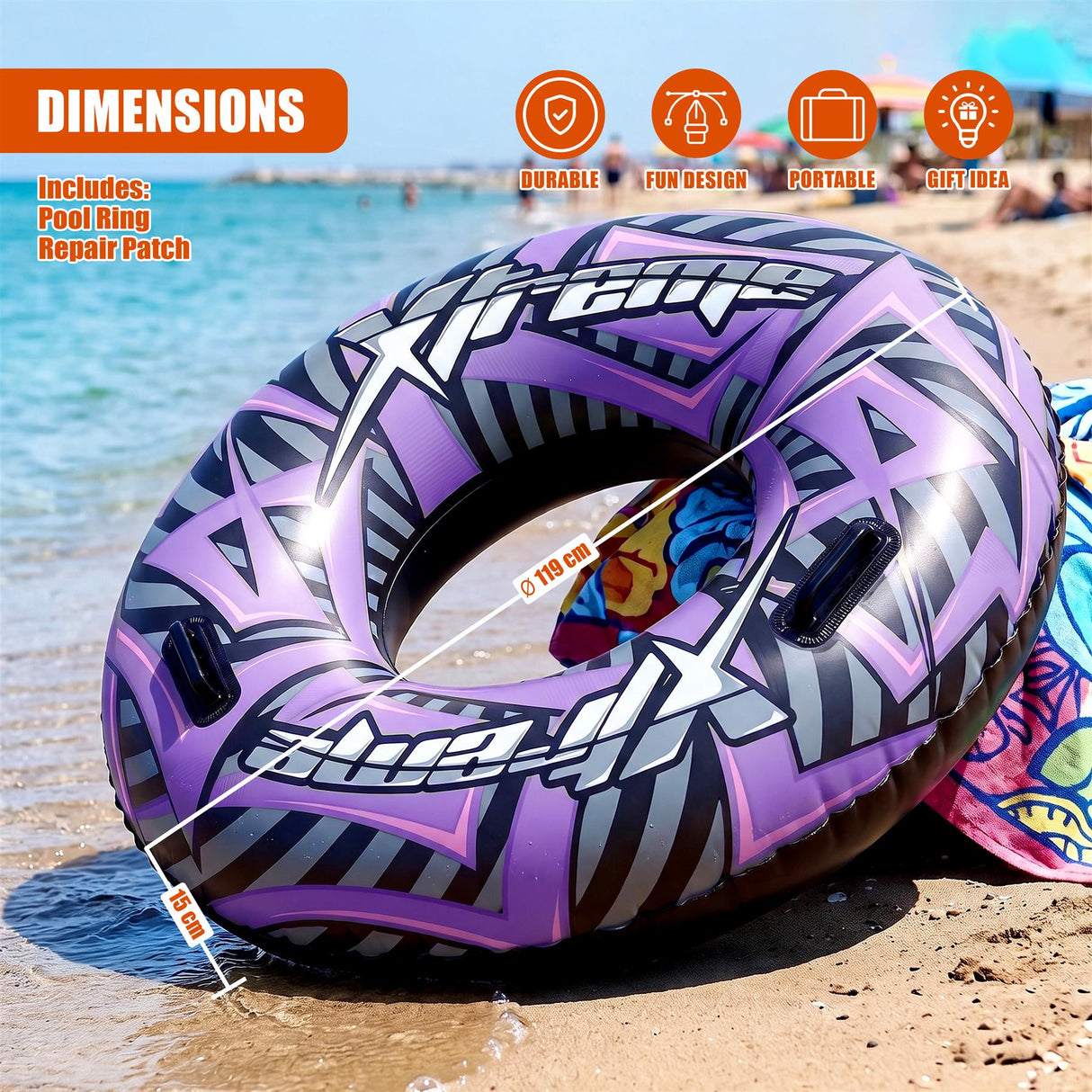 Inflatable Pool Ring 47" - Purple