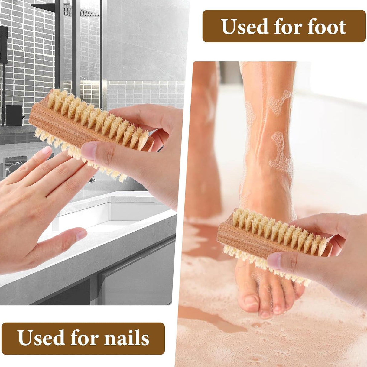 Double Sided Wooden Nail Scrubbing Brushes by GEEZY - UKBuyZone