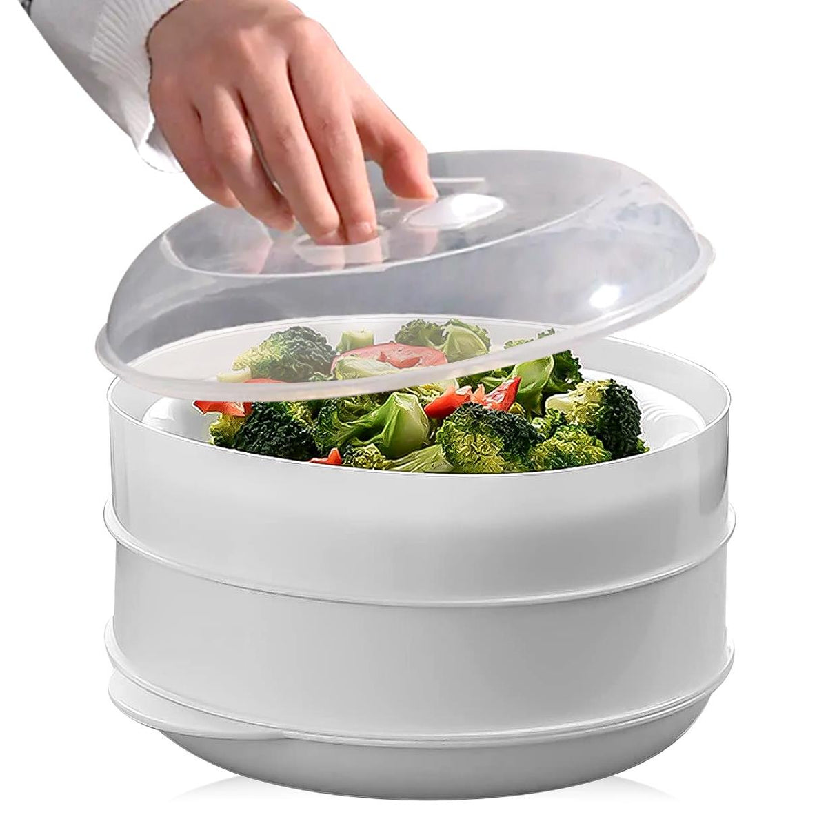 2 Tier Microwave Steamer Healthy Cooker BPA Free by GEEZY - UKBuyZone