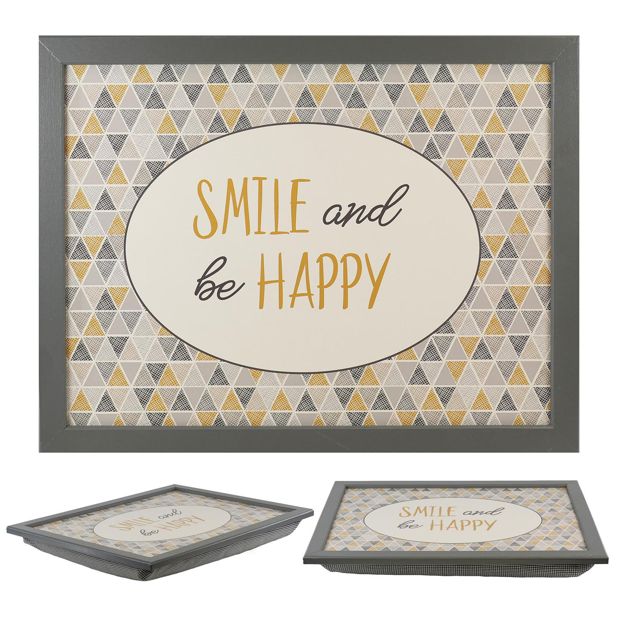 Smile and Be Happy Lap Tray With Bean Bag Cushion by Geezy - UKBuyZone