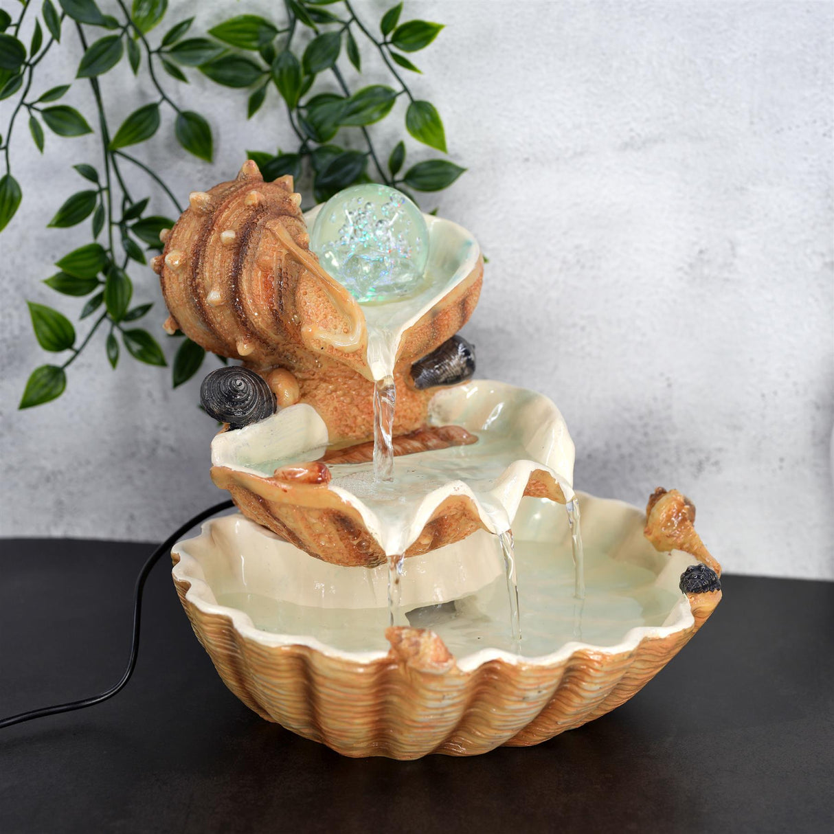 Clam Shell Water Feature Indoor With LED by GEEZY - UKBuyZone