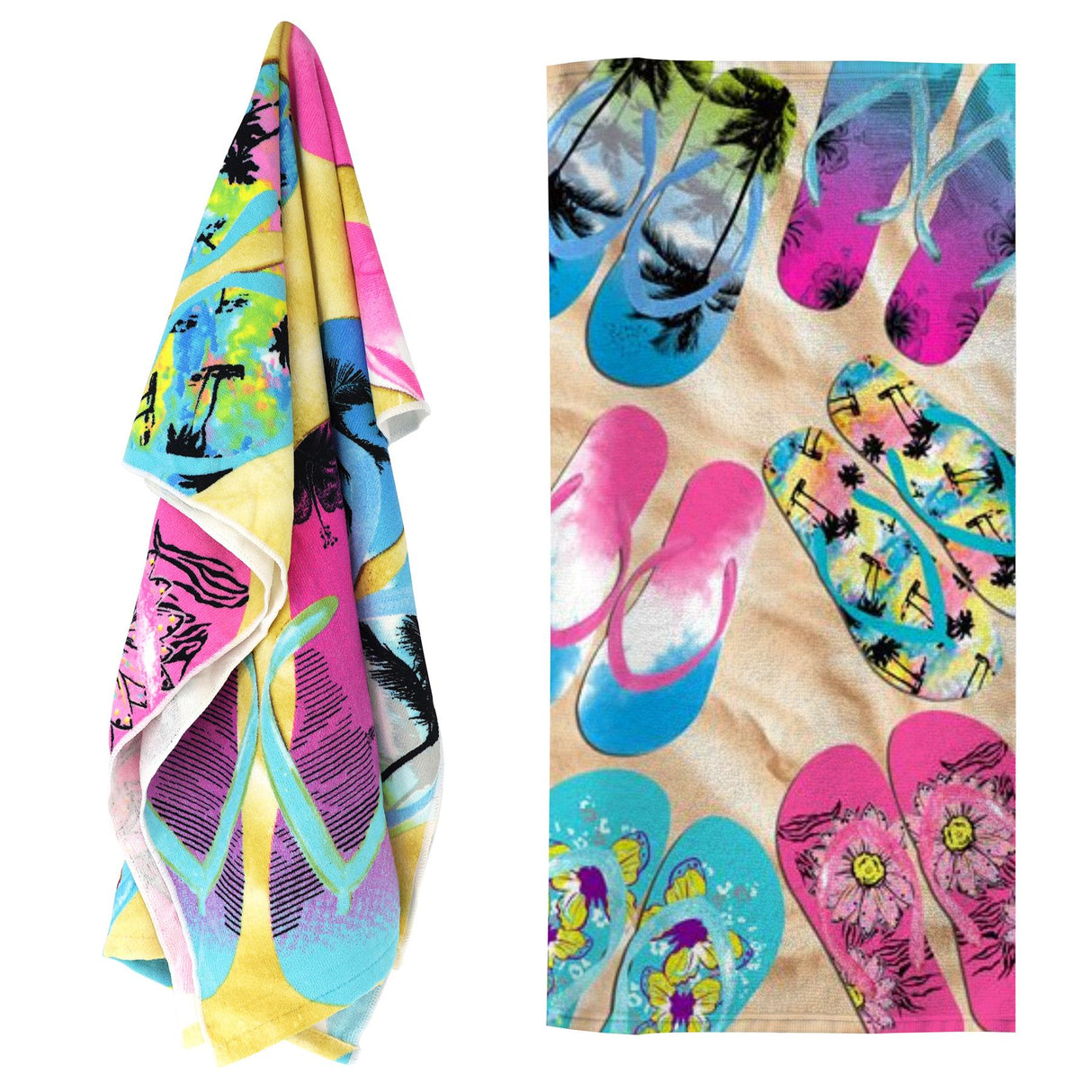 Beach Bath Towel Flip Flop Design Microfibre Towel by GEEZY - UKBuyZone