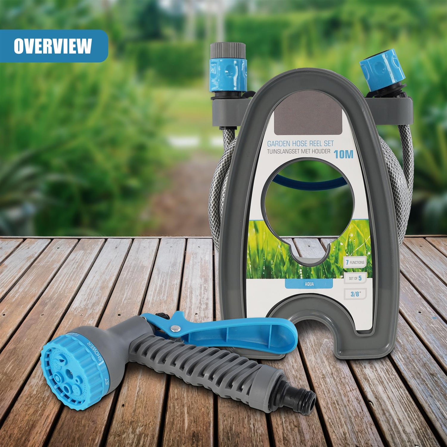 Garden Hose Reel Set - 5 Pcs by GEEZY - UKBuyZone