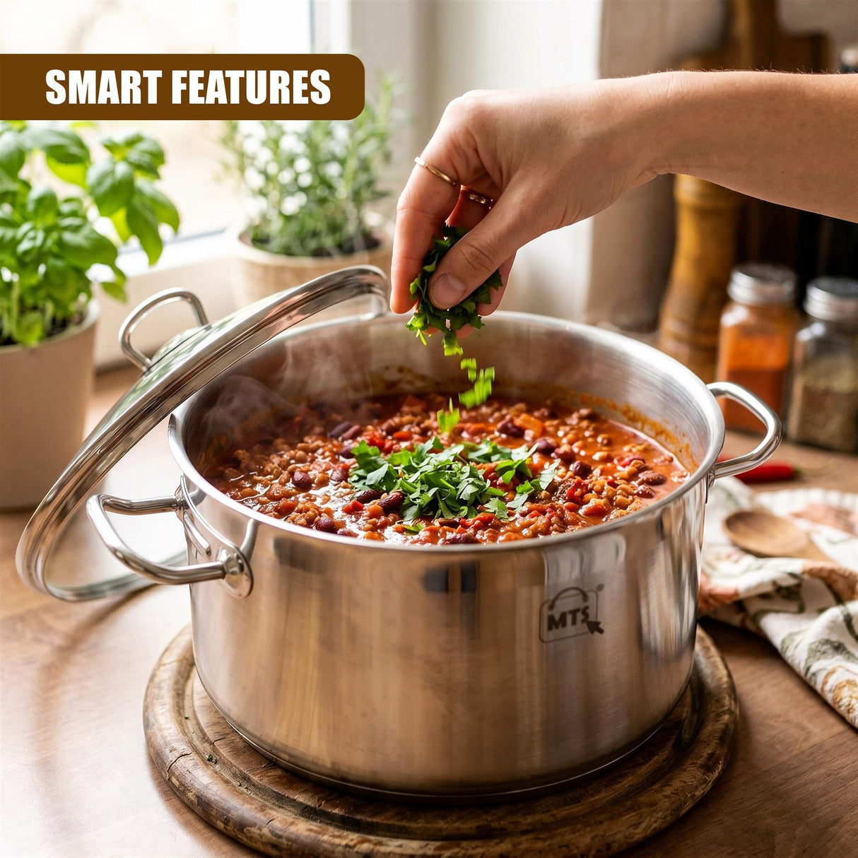 Stainless Steel Stock Pot with Glass Lid - 9 L