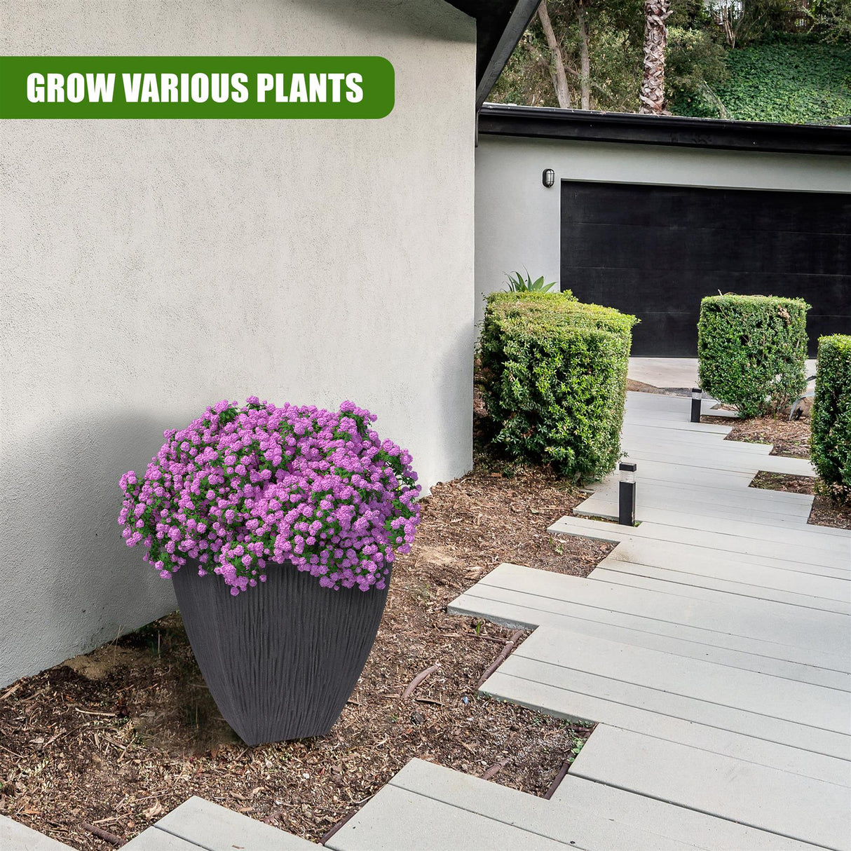 Large Anthracite Square Outdoor Flower Pot by GEEZY - UKBuyZone