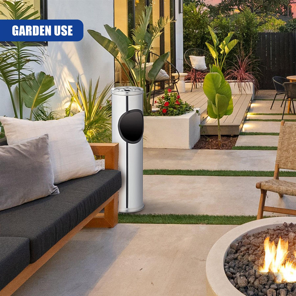 Stainless Steel Bin with Ashtray by Geezy - UKBuyZone