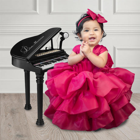 Black Electronic Piano With Microphone and Stool by The Magic Toy Shop - UKBuyZone