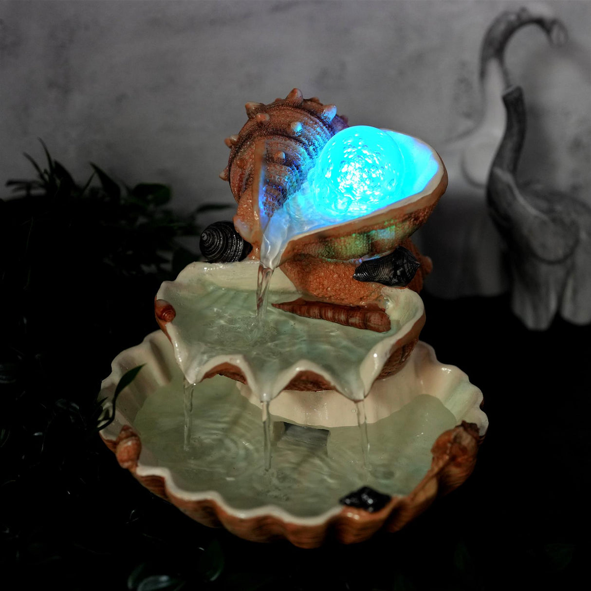 Clam Shell Water Feature Indoor With LED by GEEZY - UKBuyZone