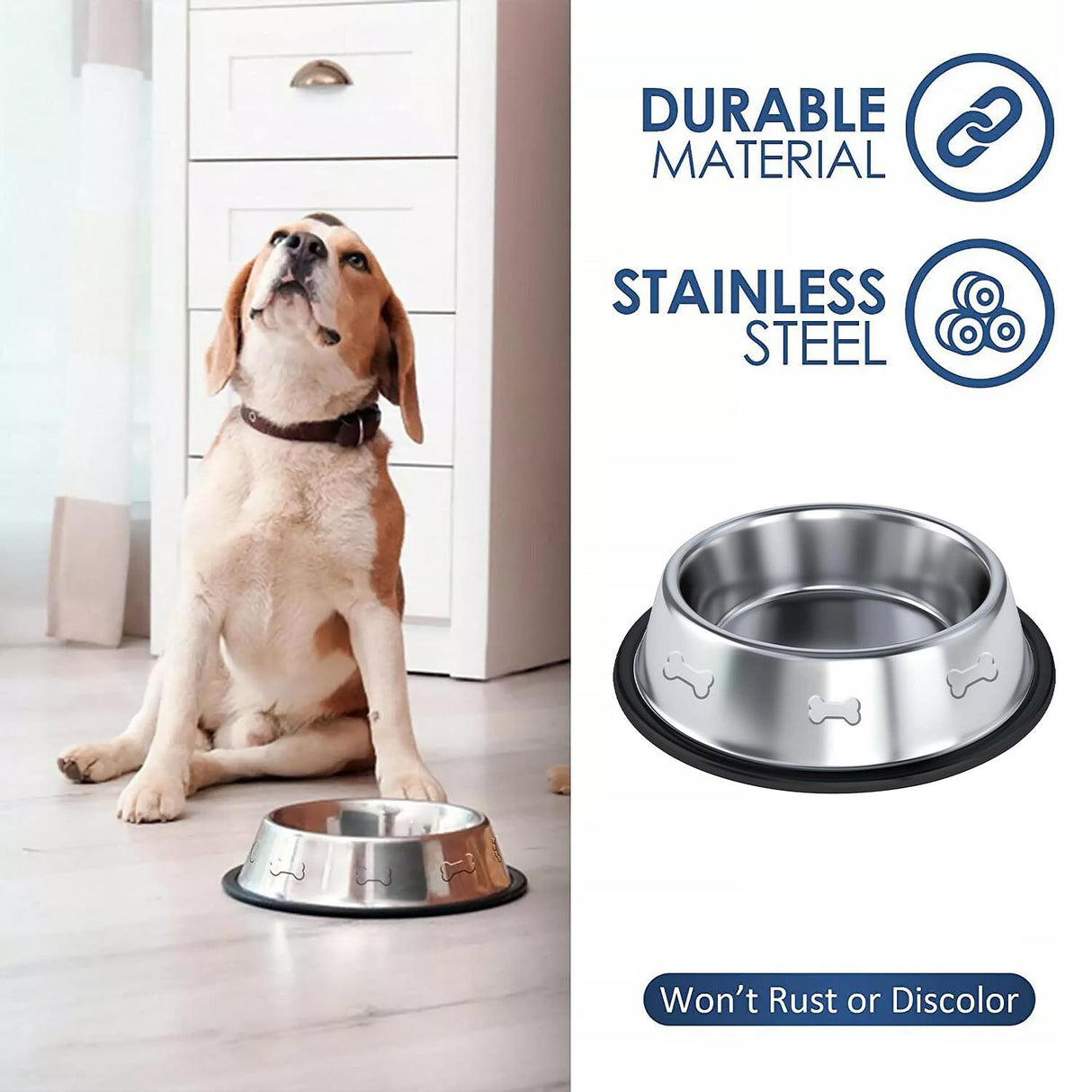 Set of Two Stainless Steel Dog Bowls by GEEZY - UKBuyZone