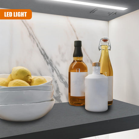 Black Floating Wooden Wall Shelf with LED Lights - 60cm by GEEZY - UKBuyZone