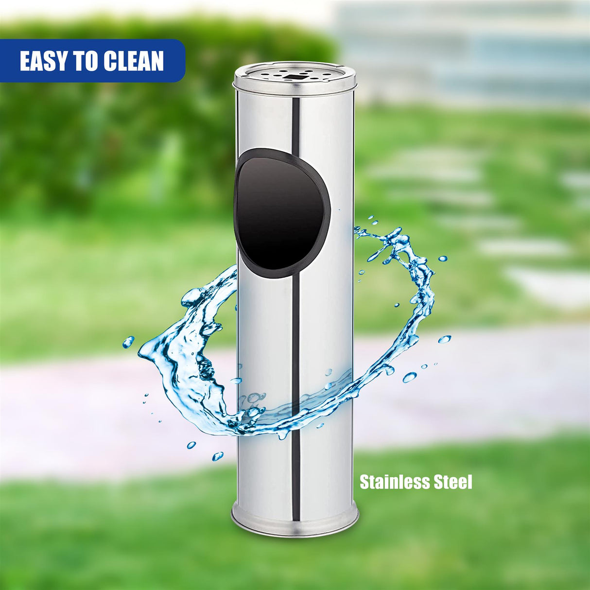 Free Standing Stainless Steel Outdoor Ashtray with Bin