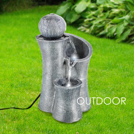 Ball on Top Water Feature Outdoor With LED by GEEZY - UKBuyZone