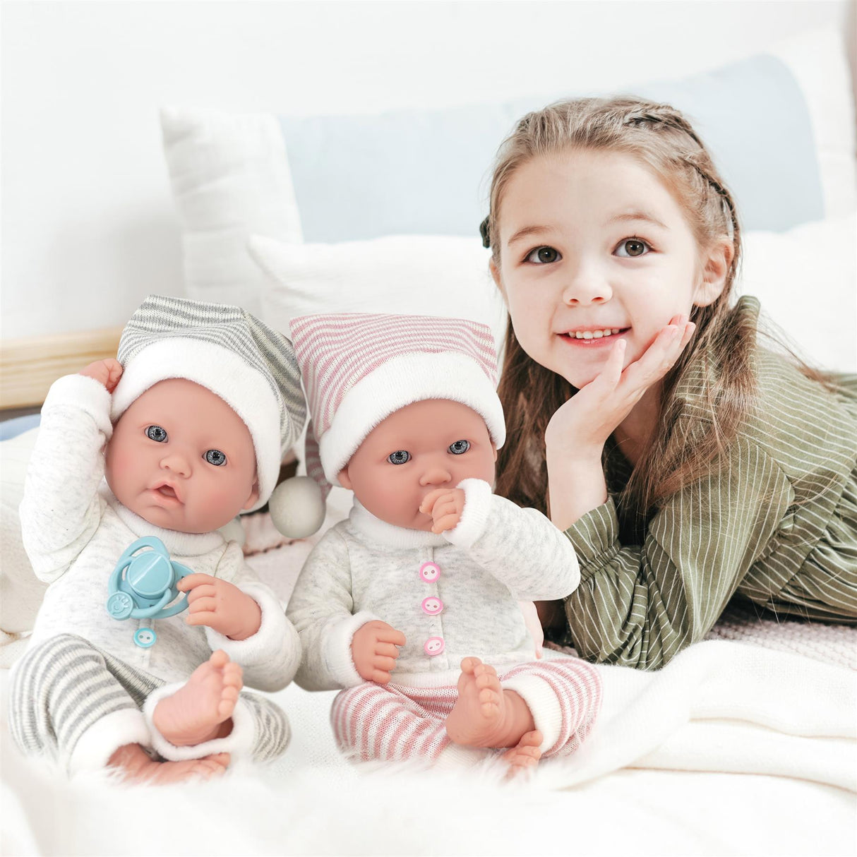 Twin Baby Dolls Dummy and Feeding Set