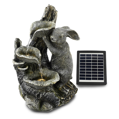 Rabbit Solar Water Feature Outdoor With LED by GEEZY - UKBuyZone