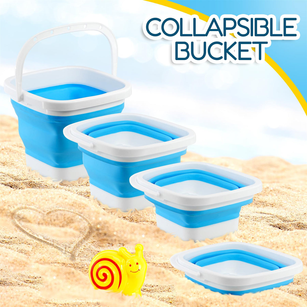 Beach Playset with Foldable Bucket Rake and Shovel by The Magic Toy Shop - UKBuyZone