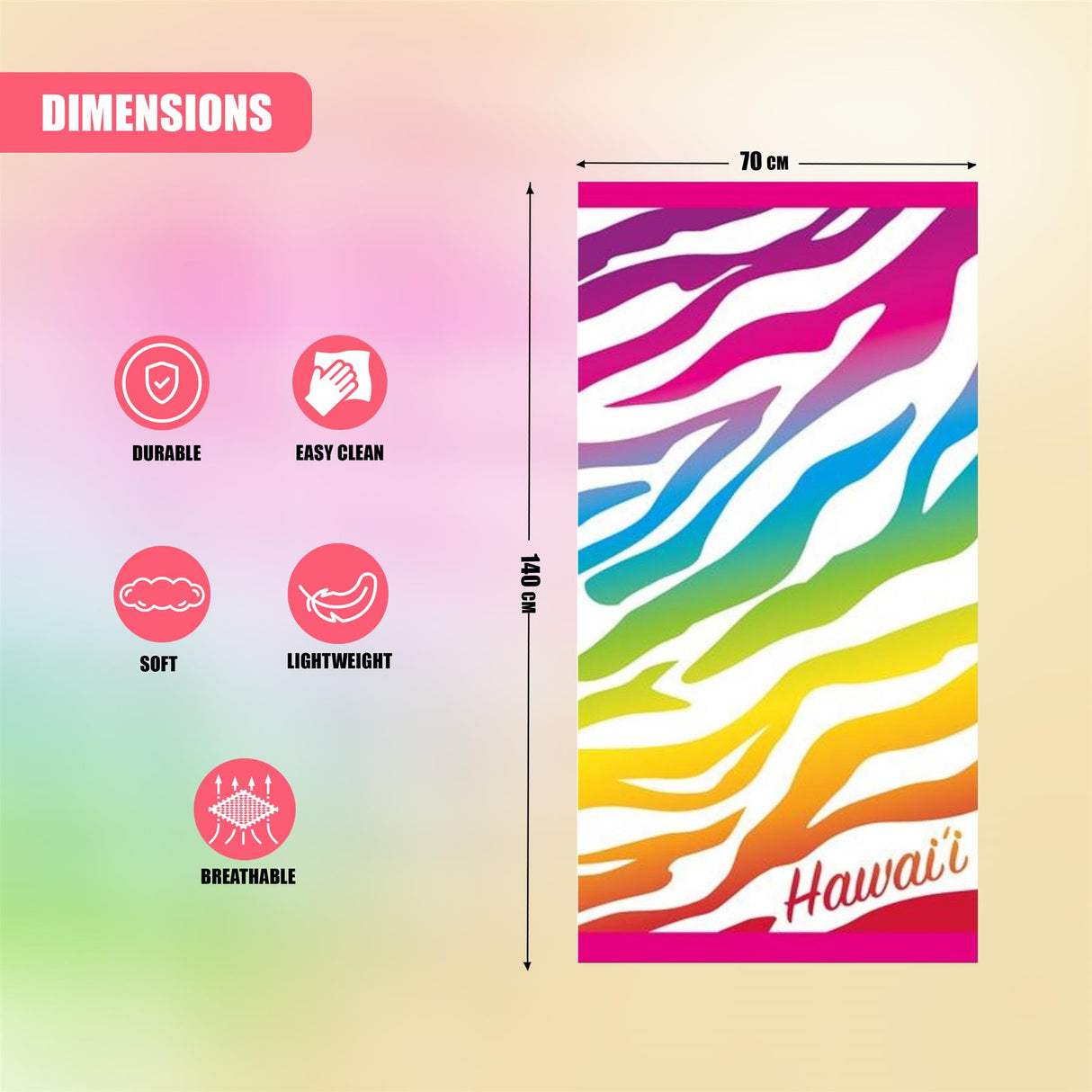 Beach Bath Towel Hawaii Design Microfibre Towel by GEEZY - UKBuyZone