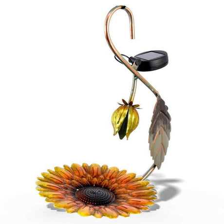 Solar LED Light Yellow Hanging Metal Bird Feeder by Geezy - UKBuyZone