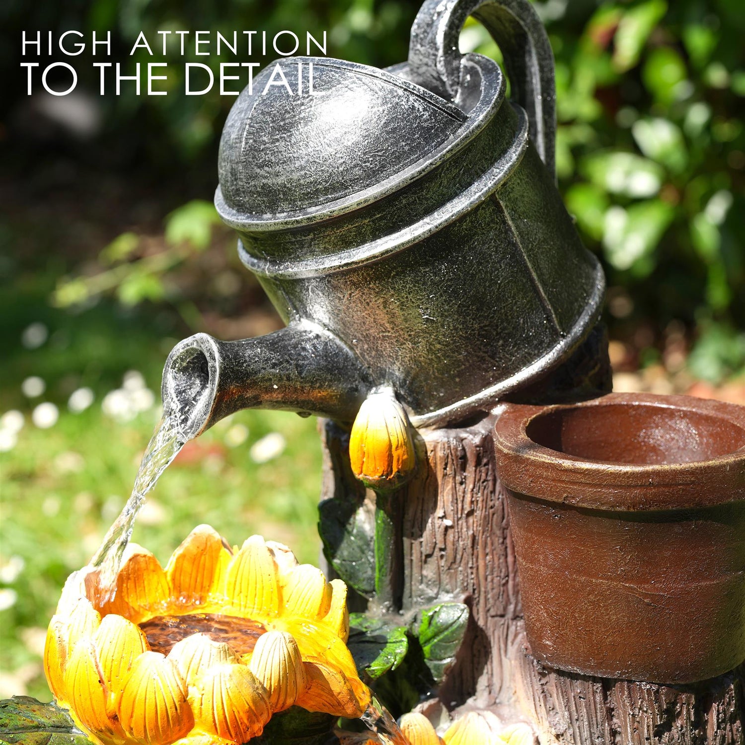 Sunflower Solar Water Feature Outdoor With LED by GEEZY - UKBuyZone