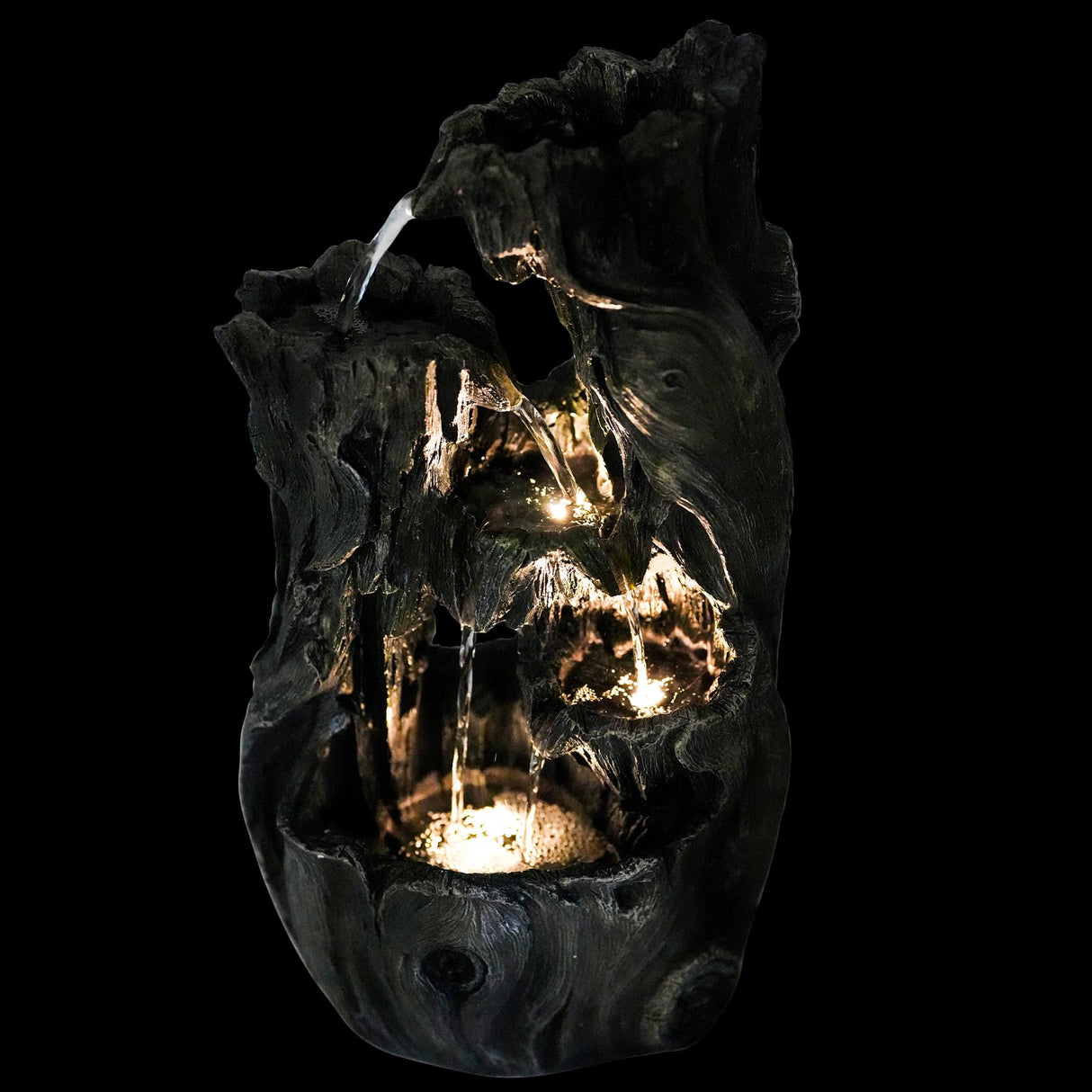 Solar Tree Log Fountain by Geezy - UKBuyZone