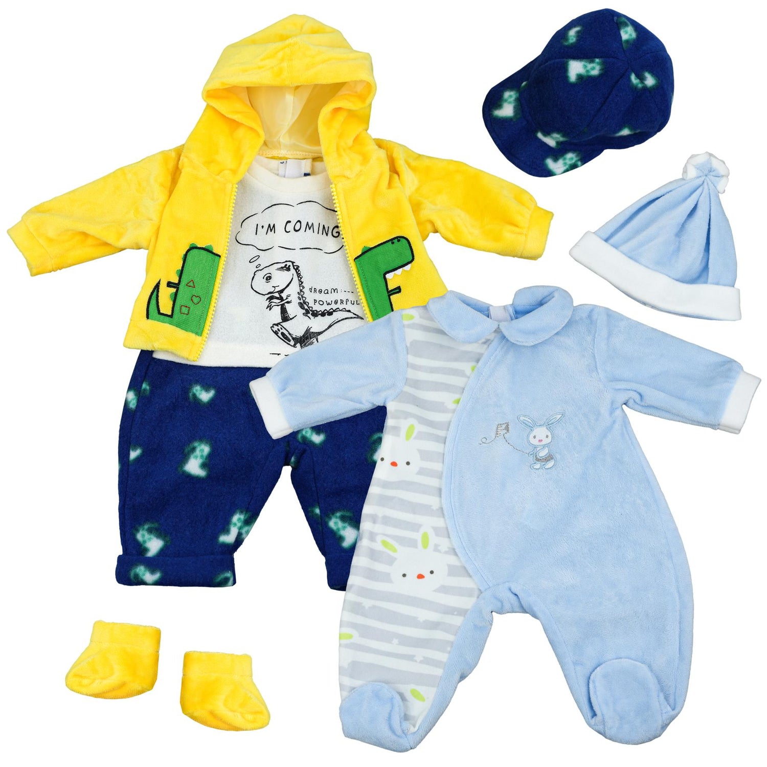 BiBi Outfits - Set of Two Doll Clothes (Blue & Dino) (50 cm / 20") by BiBi Doll - UKBuyZone