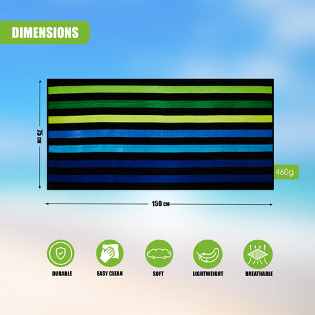 Velour Striped Beach Towel Blue Oasis by Geezy - UKBuyZone
