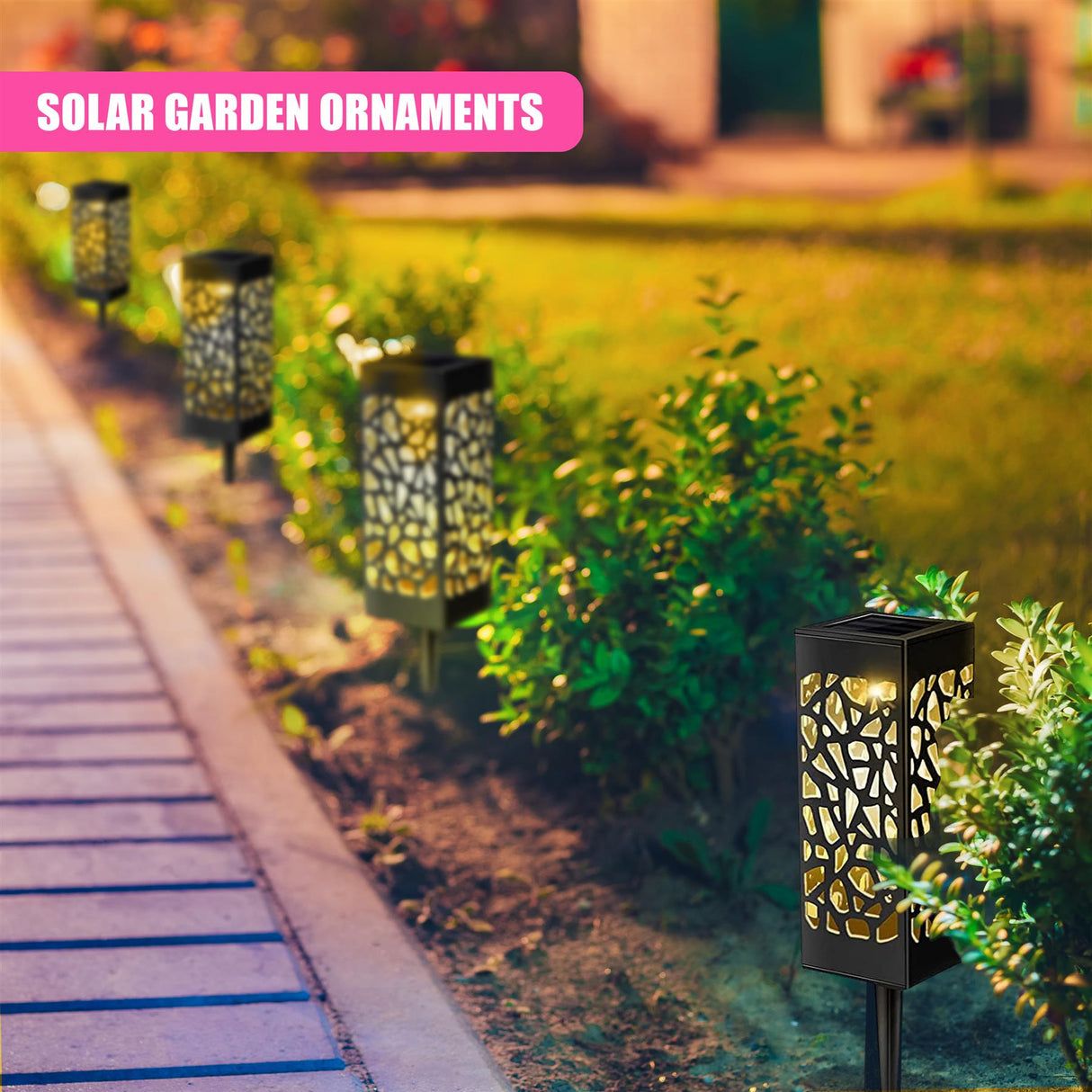Solar Garden Pathway Stake Lights, Set of 3 – Warm White LED by GEEZY - UKBuyZone