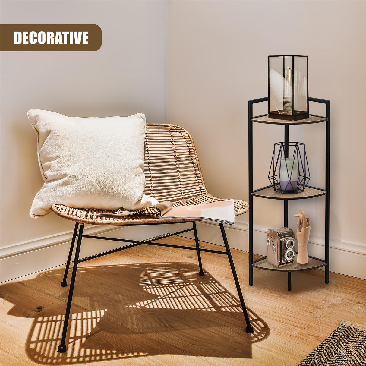 3 Tier Wooden Corner Shelf by GEEZY - UKBuyZone