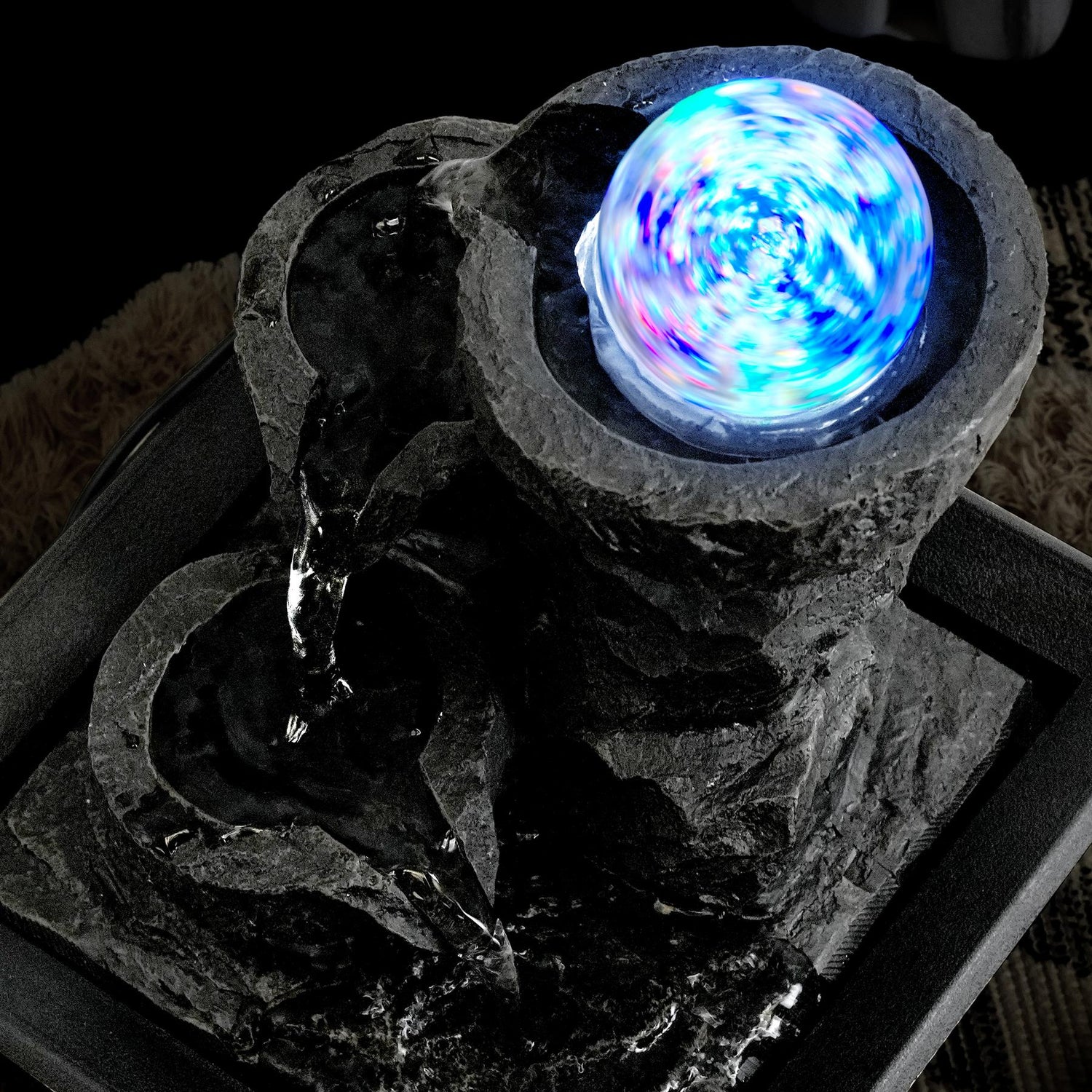 Crystal Ball Water Feature Indoor With LED by GEEZY - UKBuyZone