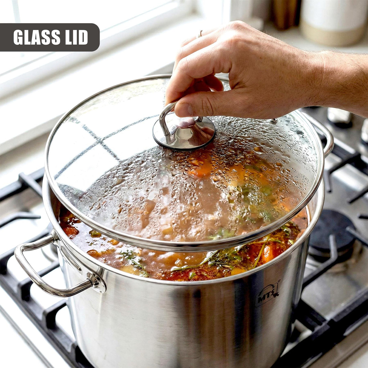 Stainless Steel Stock Pot with Glass Lid - 15 L