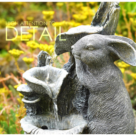 Rabbit Solar Water Feature Outdoor With LED by GEEZY - UKBuyZone