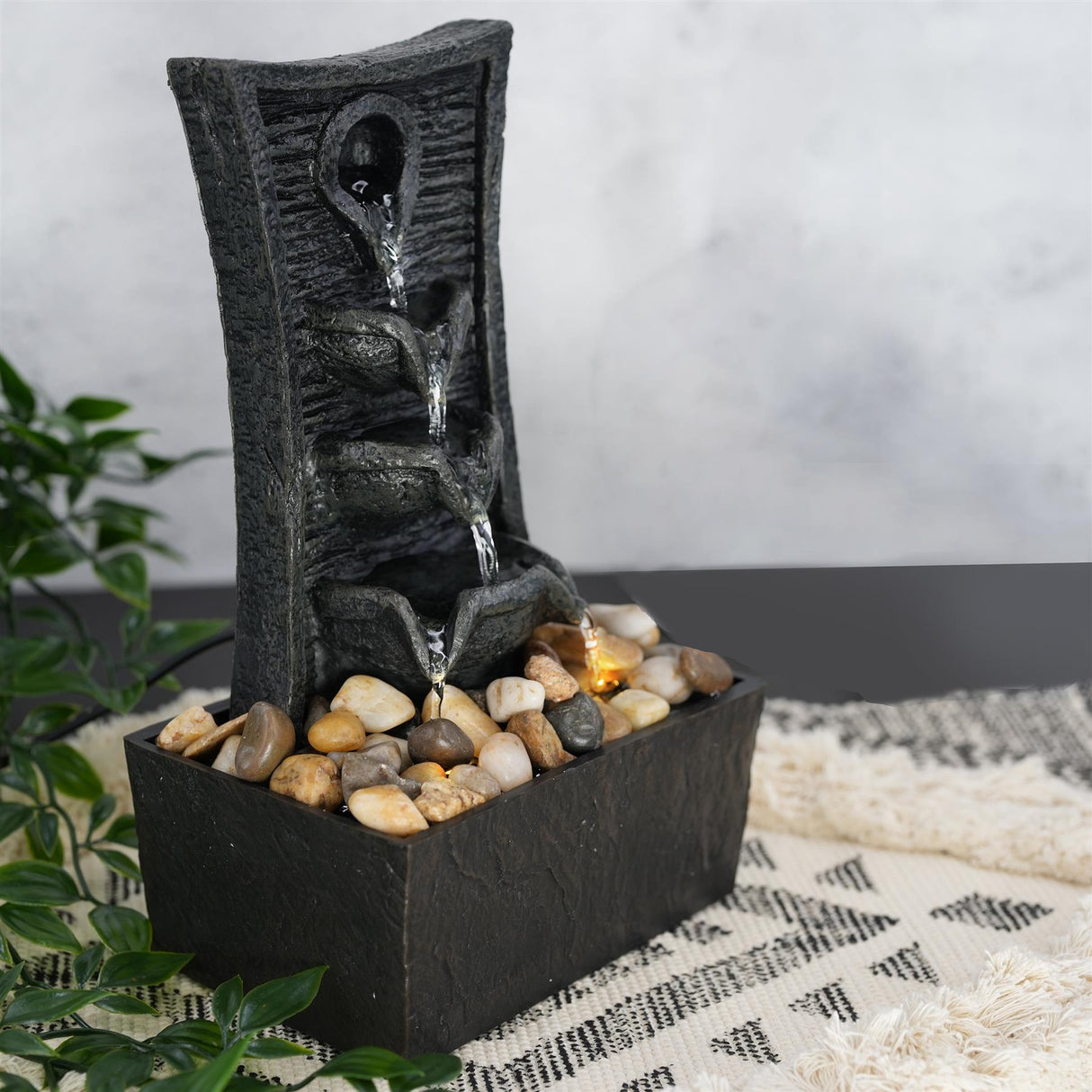 Tiers Water Feature Indoor With LED by GEEZY - UKBuyZone