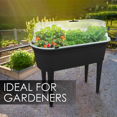 Black Raised Garden Bed Planter With Lid and Legs by Geezy - UKBuyZone