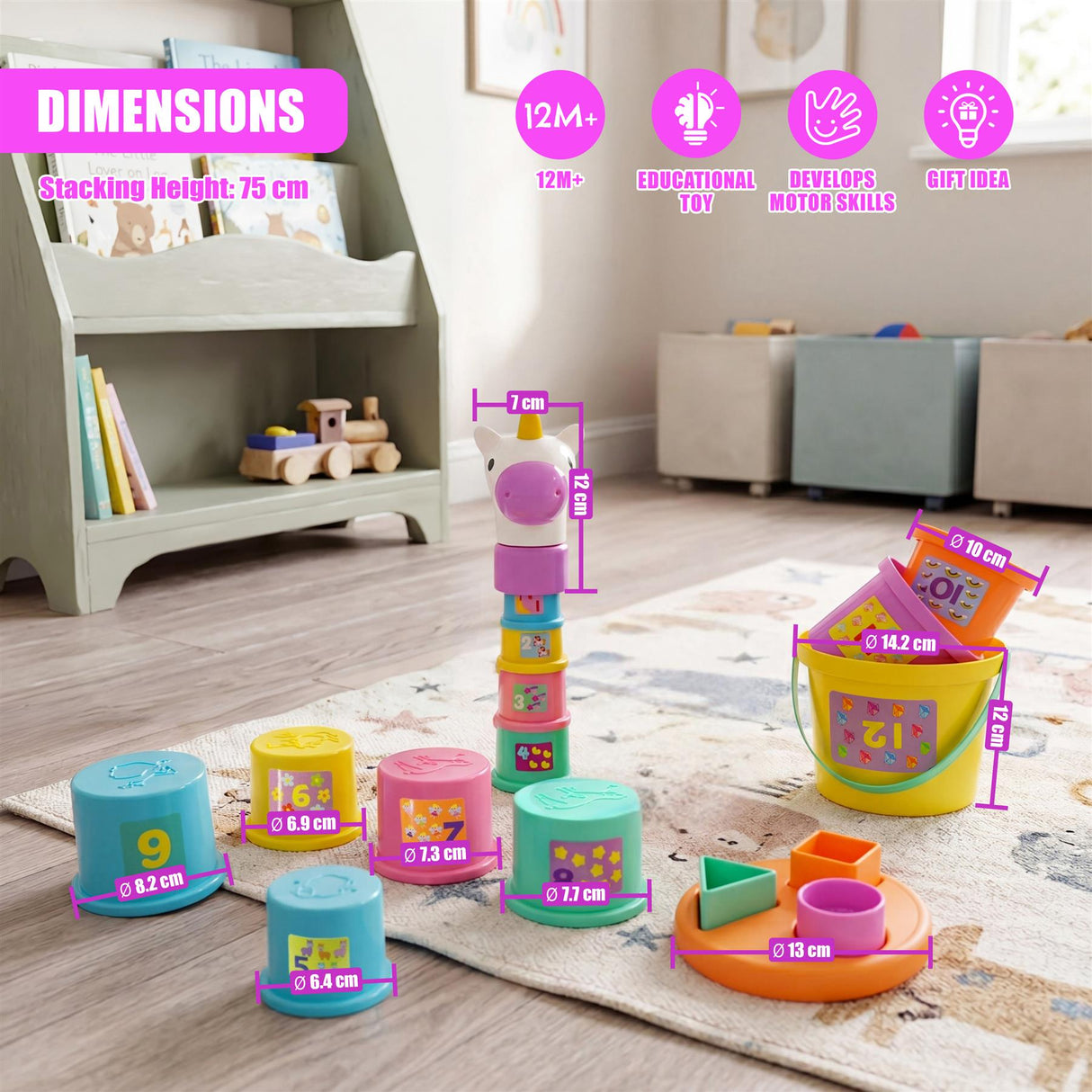 Poppy The Unicorn Stacking Cups