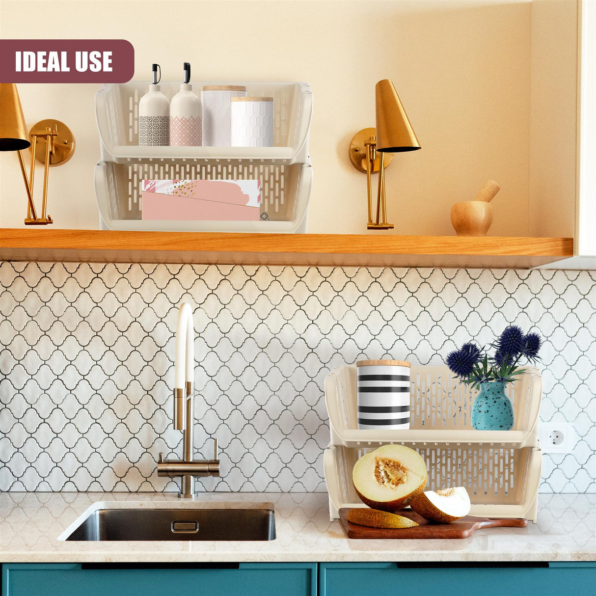 Stackable Storage Baskets Set of 4 by GEEZY - UKBuyZone