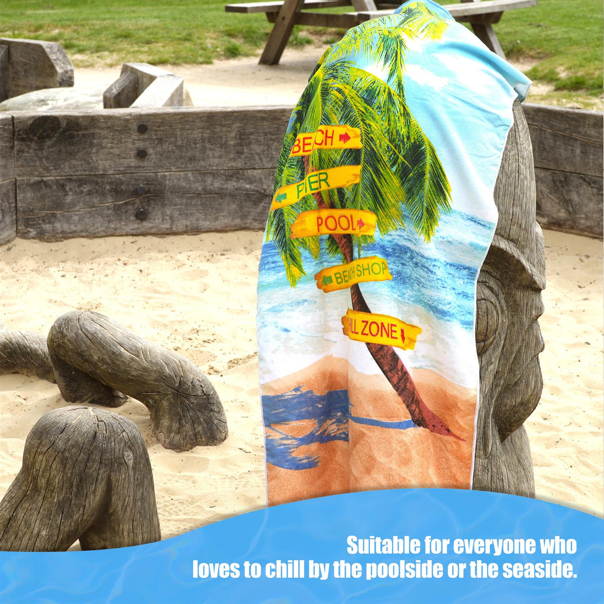 Beach Signs Design Large Towel by GEEZY - UKBuyZone