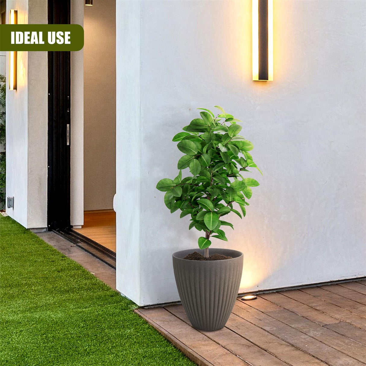 Large Grey Round Planter by GEEZY - UKBuyZone