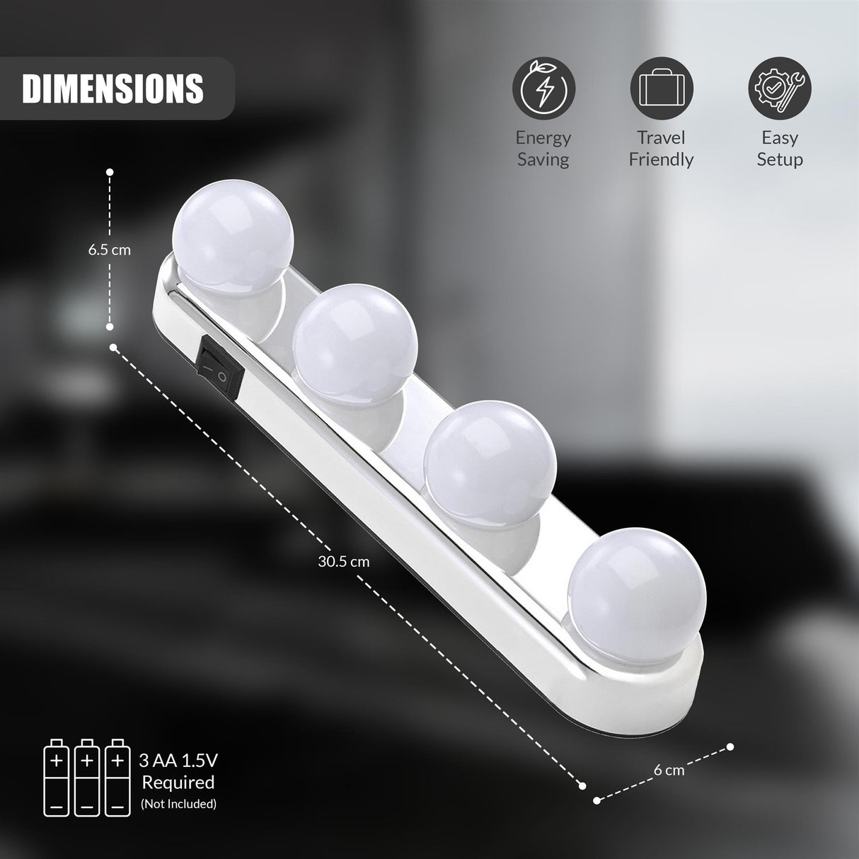 Stick-On LED Mirror Lights by GEEZY - UKBuyZone