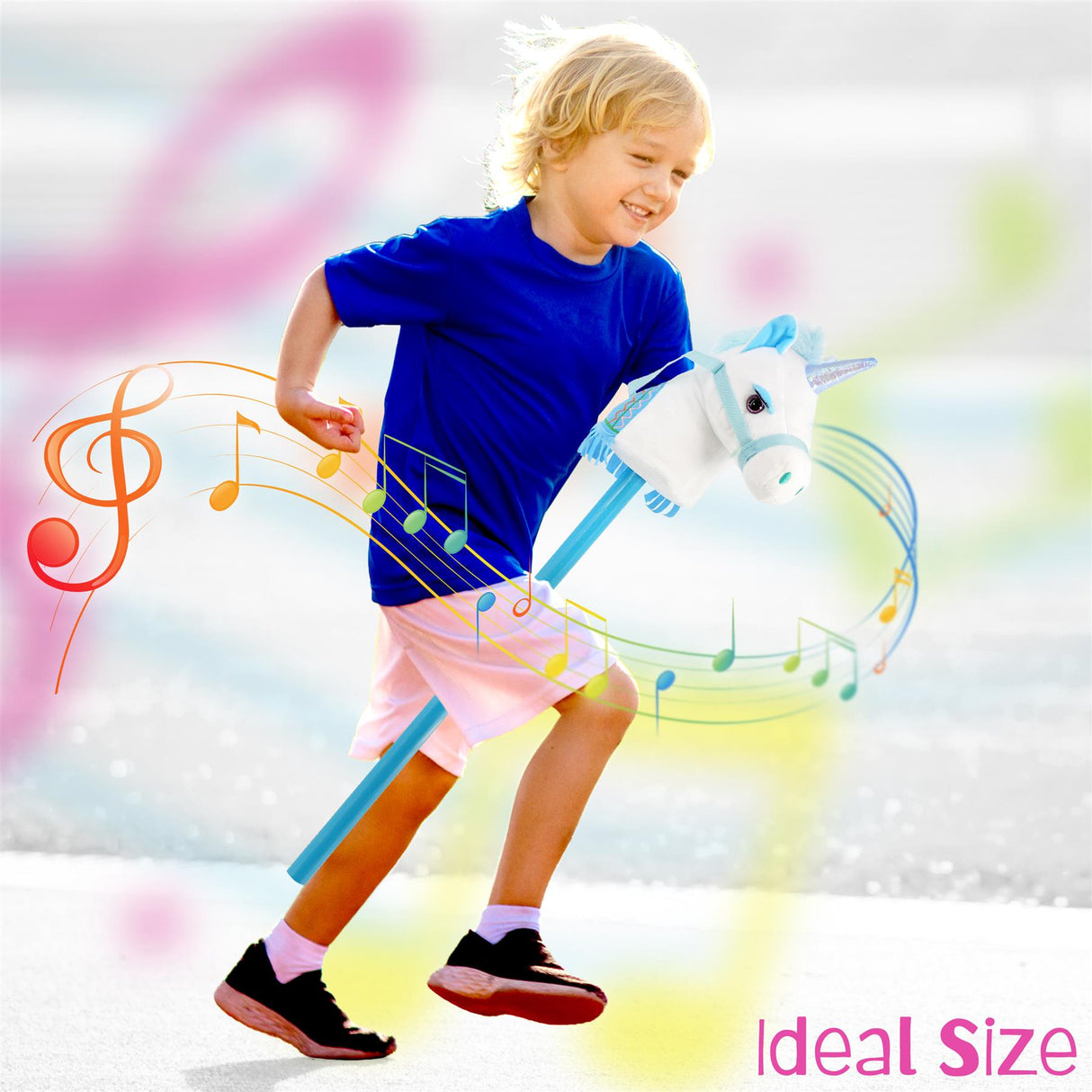 Kids Blue Unicorn Hobby Horse Toy with Sounds by The Magic Toy Shop - UKBuyZone