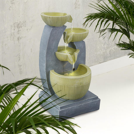 4 Tier Bowls Water Feature Outdoor With LED by GEEZY - UKBuyZone