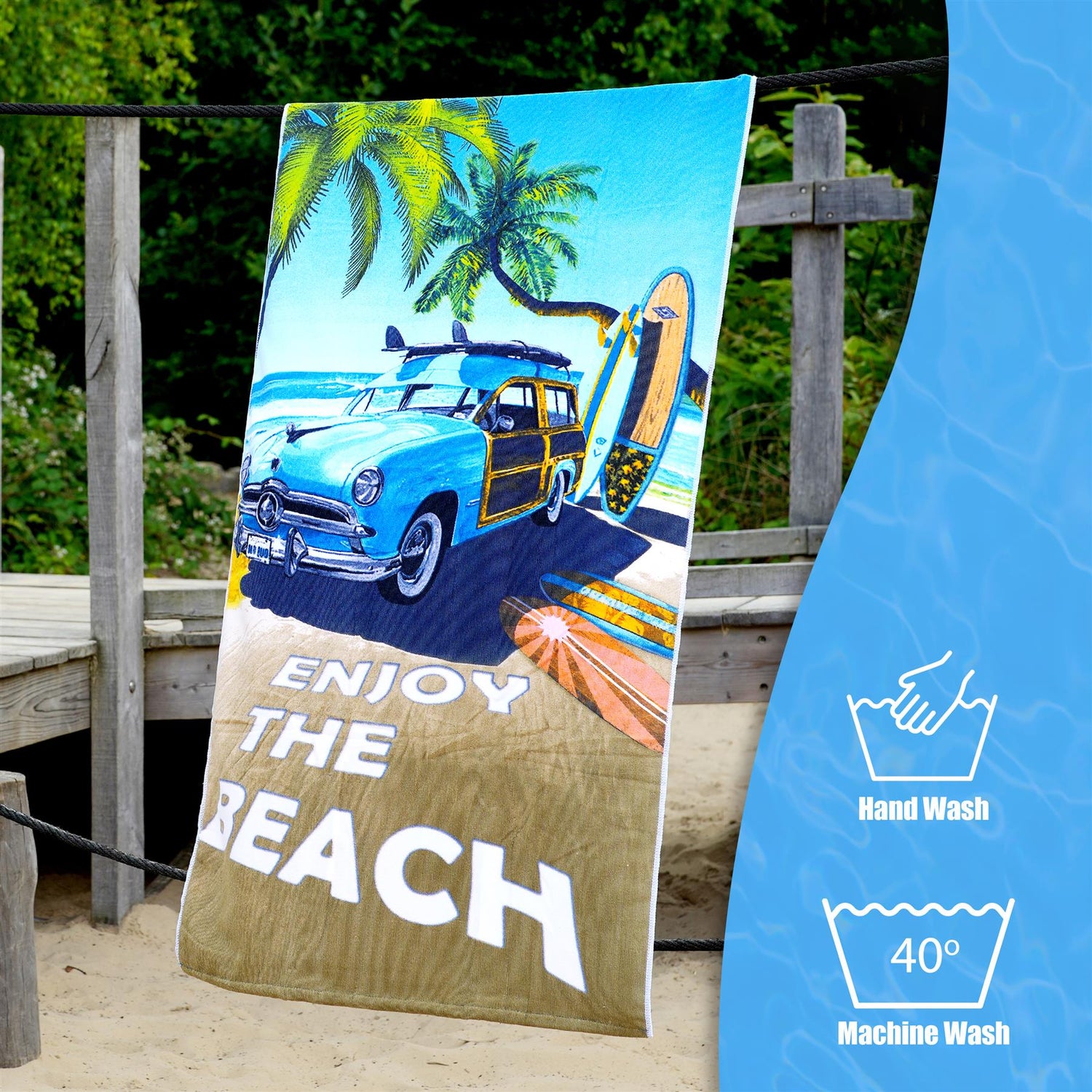 Enjoy The Beach Design Large Towel by Geezy - UKBuyZone