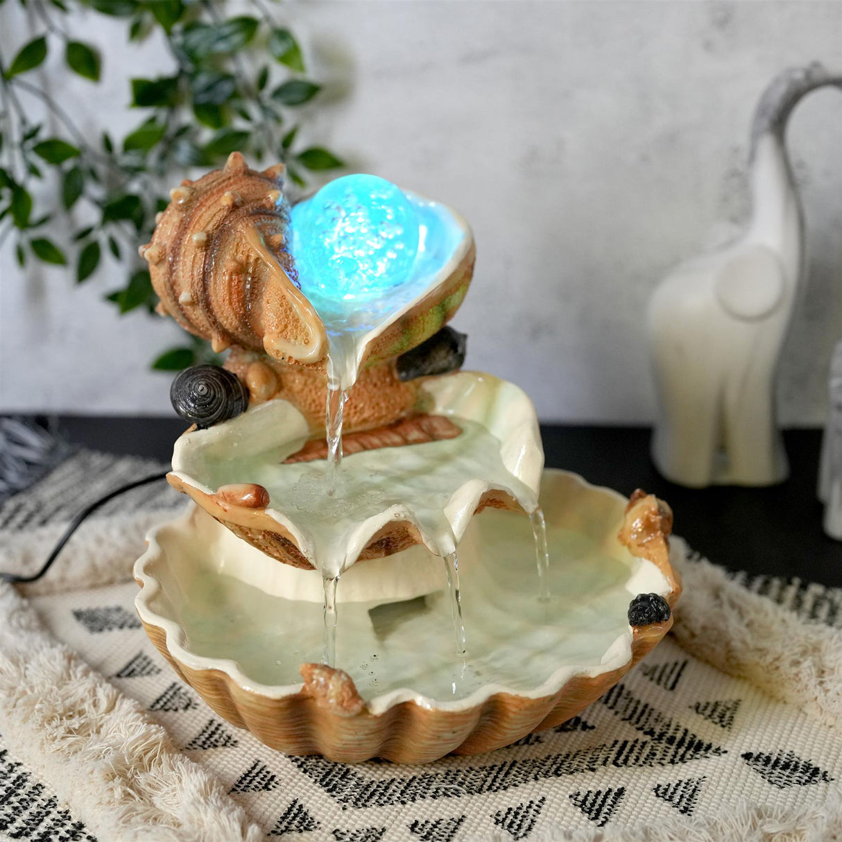 Clam Shell Water Feature Indoor With LED by GEEZY - UKBuyZone