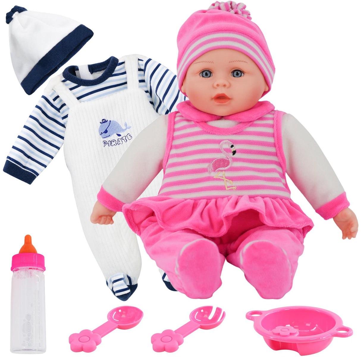 BiBI Baby Girl with Accessories & Bonus Outfit (40 cm / 16") by BiBi Doll - UKBuyZone