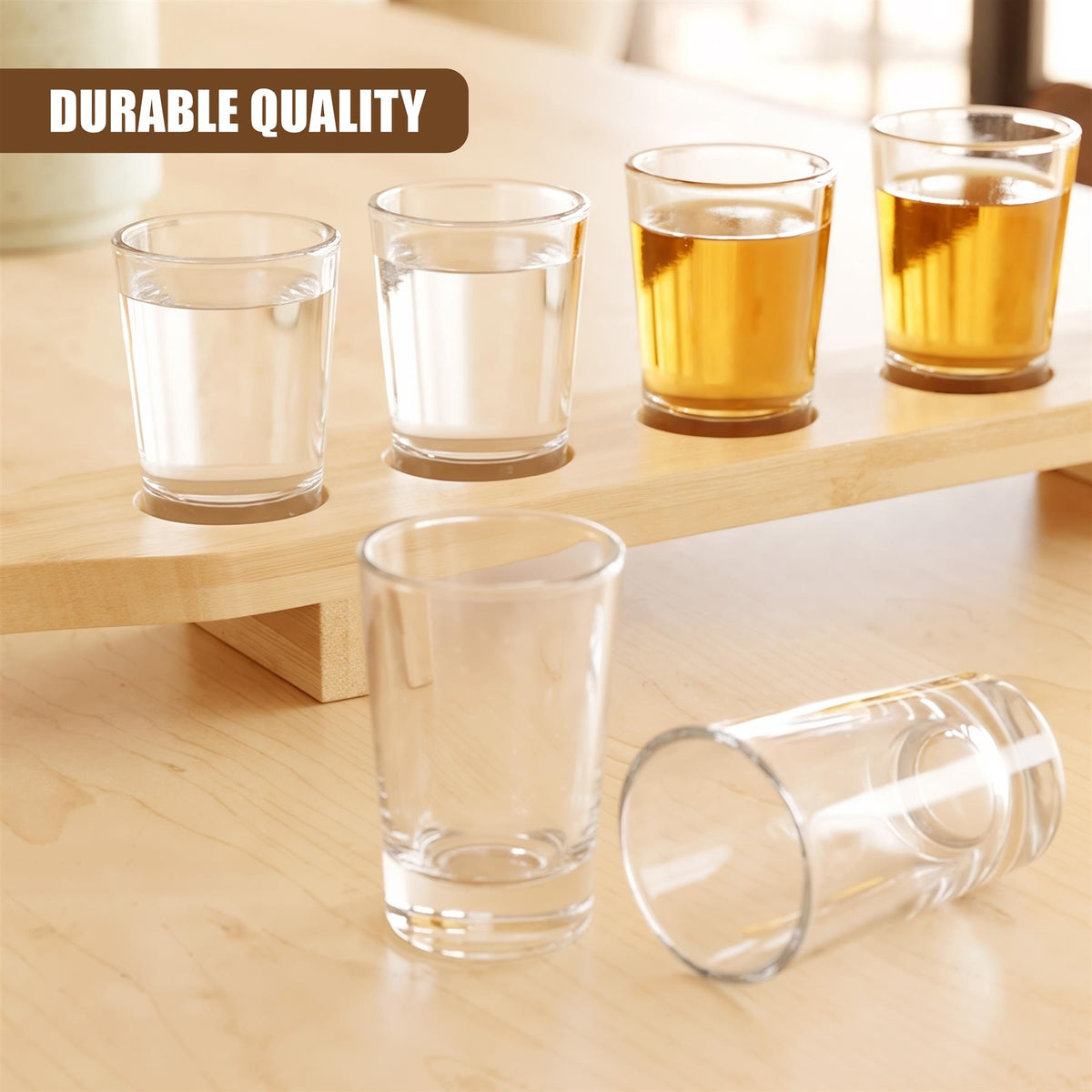Set of 6 Shot Glasses with Wooden Holder - 40ml