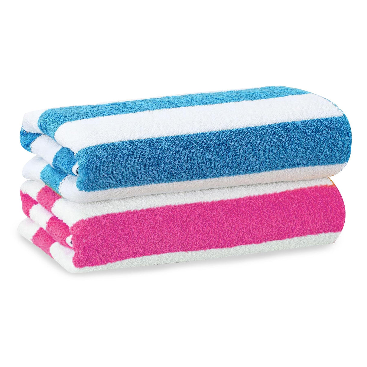 Pink & Blue Striped Microfibre Beach Towels - Set of 2 by GEEZY - UKBuyZone